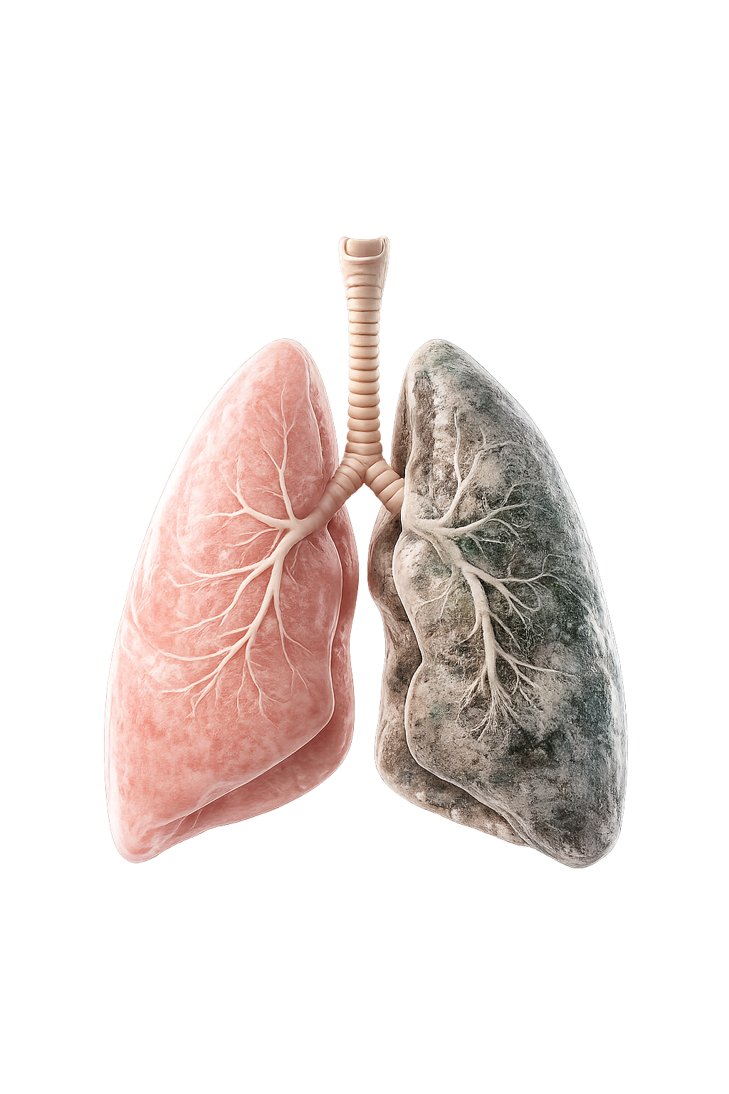 Comparison between healthy and mold-affected lungs