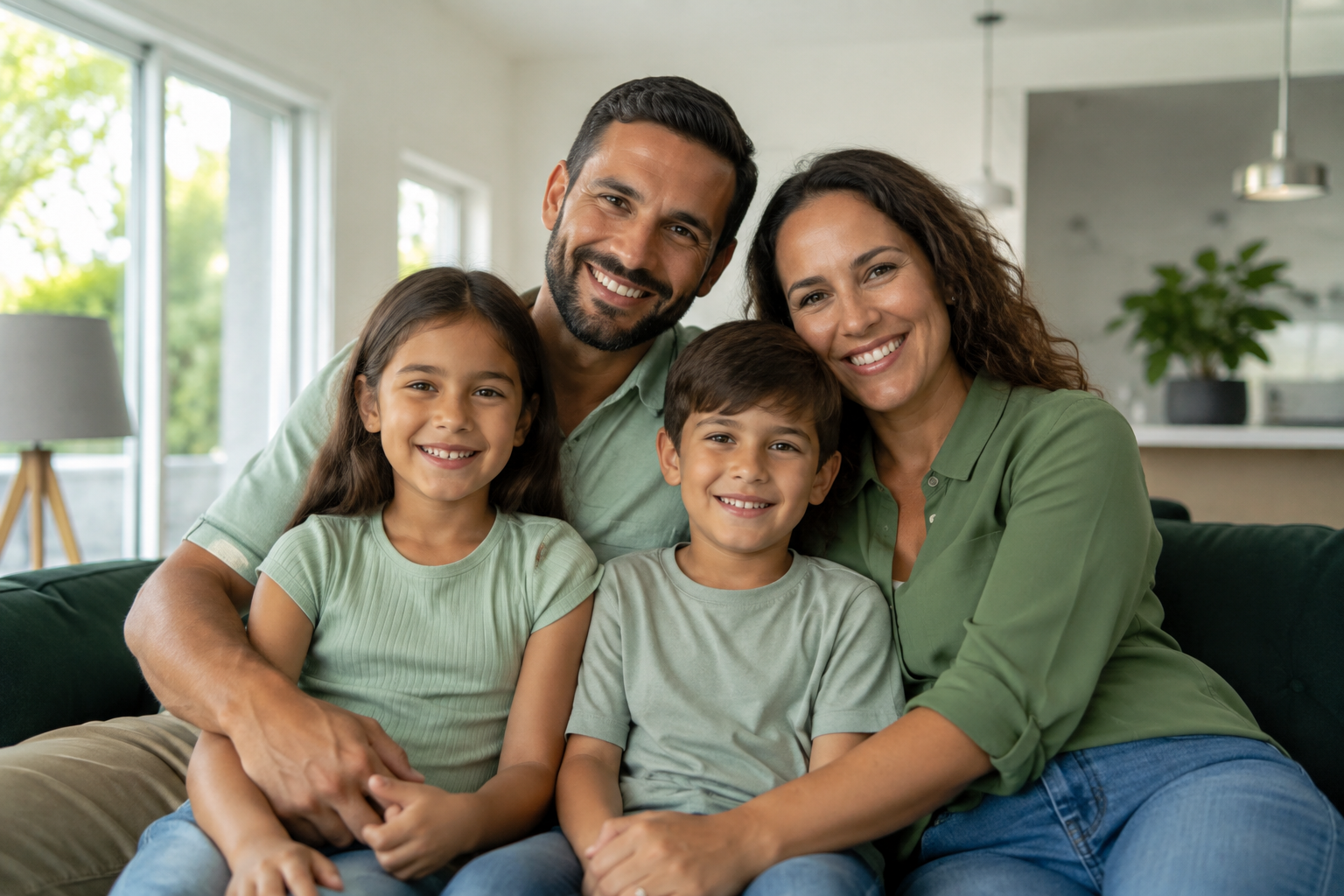 Happy Florida family in a healthy, mold-free home